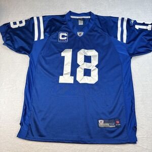 Peyton Manning Mens NFL Reebok Authentic Jersey Sz 54 Captain Patch Stitched
